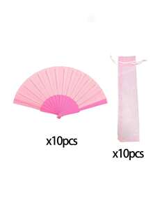 Plastic Portable Handheld Ball Fan, Wedding Decoration Folding Fan, Low-Key And Simple Gift, Suitable For Parties, Weddings, And Gift Giving. - Pink - View 5