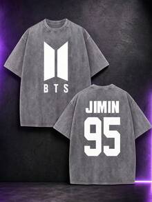 100% Cotton Men's And Women's Universal Style Vintage Washed T-Shirt  Retro World Tour 2026 Concert K-Pop Bangtan Fan Gift - 灰色 - 查看 1