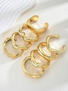 Juego de 11 pulseras tipo brazalete anchas de metal en tono dorado para mujer, con diseño vintage exagerado y elegante de flores geométricas y torsión, adecuado para uso diario y regalos - Dorado - Ver 8