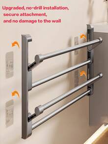 1pc Multi-Functional Foldable Storage Rack | Wall-Mounted, No-Drill, Multi-Layer Drainage Storage, Bathroom Shoe Cabinet And Slipper Storage Rack, Over-The-Door Bathroom Storage Rack, Multi-Purpose Organizer - Grey - View 4