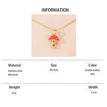 1 pieza Collar con colgante de hongo colorido y lindo de acero inoxidable color dorado, de moda para mujer, adecuado para usar o como regalo - Amarillo Oro - Ver 15