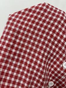 New Vintage Summer Vacation Beach Fashion Versatile Casual Sleeveless Button Plaid Dress, Elegant Retro College Style For Daily, Date, Vacation Red - Red - View 8