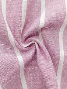 Casual Versatile Striped Collar Button Cuff Design Cotton Linen Shirt, New Autumn Collection Pink - Pink - View 6