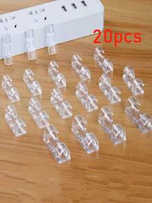 20pcs Self-Adhesive Cable Clips, Used For Organizing Wires, Transparent Cable Holder, Suitable For TV And PC Cables, Desktop And Home Office Use - Cable Management - View 10
