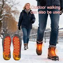 1 Pair Trimmable Heated Insoles, Washable, Compatible With Power Bank, Suitable For Indoor And Outdoor Use, Winter Warmth Essential - Black - View 2