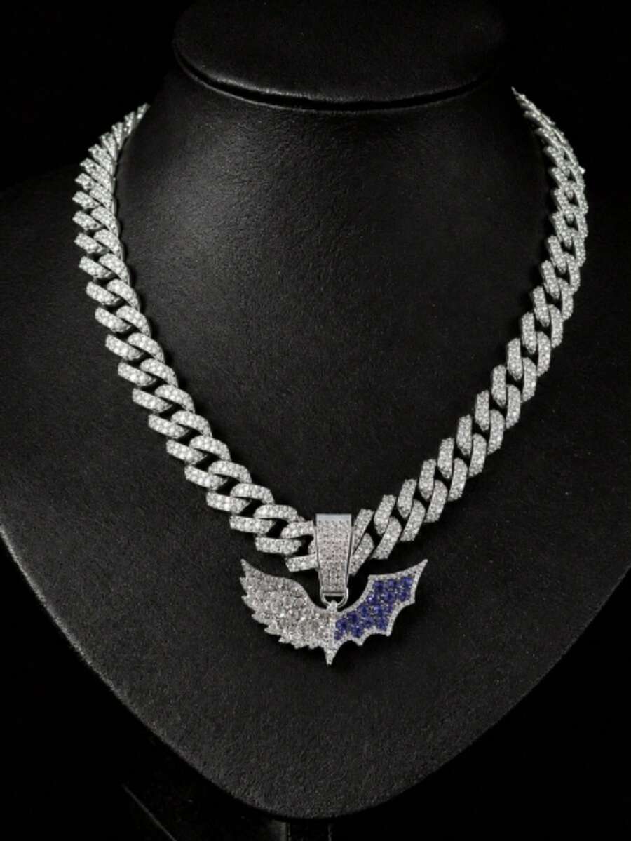 Collar de cadena cubana con colgante de águila estilo hip-hop europeo y americano, totalmente con strass, accesorio de collar personalizado con strass para hombres de calle y rap