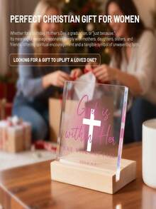 Christian Acrylic Plaque, "God Says You Are" Bible Verse Sign, Inspirational Faith Home Decor, Floral Religious Decoration With Wooden Base, Spiritual Gift For Women, Christian Desktop Ornament, Scripture Quote Keepsake - A - View 5