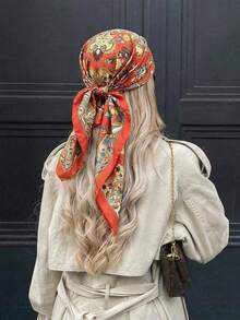 1pc Bohemian Luxury Floral Paisley Print Women's Square Scarf, Multi-Functional Scarf/Shawl, Suitable For Spring/Summer Casual And Outdoor Wear - Multicolor - View 4