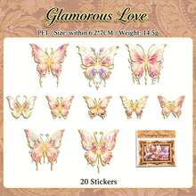 Vintage European Oil Painting Style Butterfly Sticker Set, Gold Foil Edge, PET Waterproof, 20pcs High Transparency Planner Decoration Stickers, Scrapbooking Collage DIY Materials - Multicolor - View 14
