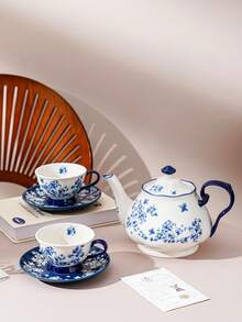 1 Juego de tetera, taza y platillo de cerámica con diseño floral y de vid, estilo minimalista y elegante. Juego de taza y platillo de cerámica de unicolor verde y azul, estilo nórdico y de lujo, simple. Adecuado para restaurante, cafetería, librería, hotel, hogar. Juego de taza y platillo de cerámica para café, té de flores y merienda. - Verde - Ver 9