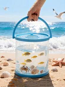 1pc Foldable Mini Aquarium, Portable Plastic Fish Tank With Lid, Transparent Fish Transport Container/Fishing Bucket, Suitable For Releasing Caught Fish, Beach Trips, Lake Hiking And Outdoor Activities - View 1