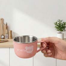 1 Stück 76/80ML 316 Edelstahl Kaffeebecher mit Griff, tragbarer Wasserbecher, isolierter Anti-Verbrühungs Trinkbecher, wiederverwendbarer Tee Milch Kaffeebecher, geeignet für Studenten und Erwachsene zur Verwendung in Schule, Büro, Reisen, Outdoor Camping, Picknick - Verschiedenfarbig - Übersicht 6
