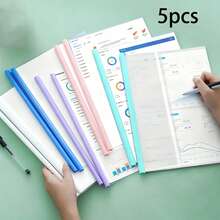 10pcs/Set Transparent A4 Water Drop Shaped File Folders With Pull Rod, Morandi Color Large Capacity Transparent Insertion Page Plastic Pull Rod Clip, Single Page Book Classification Clip, Exam Paper Clip, Document Folder, Transparent Large Capacity Pull Rod Clip Fixed File, Suitable For Office And School, Random Color - A - View 11