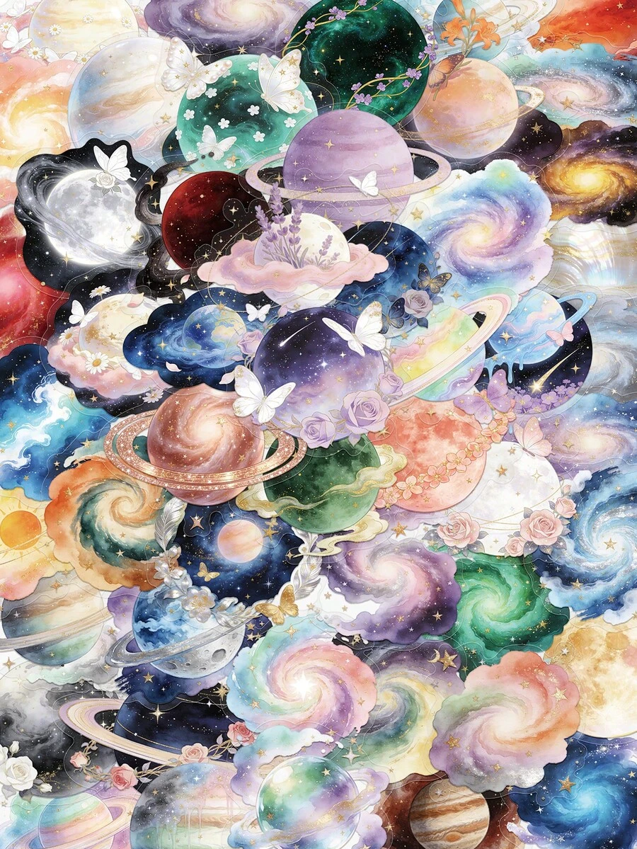 50pcs Galaxy Starry Sky Stickers For Phone Case, Refrigerator, Planner, Diary, Guitar, Helmet, Skateboard, Laptop, Self-Adhesive Decals - Milky Way - View 1