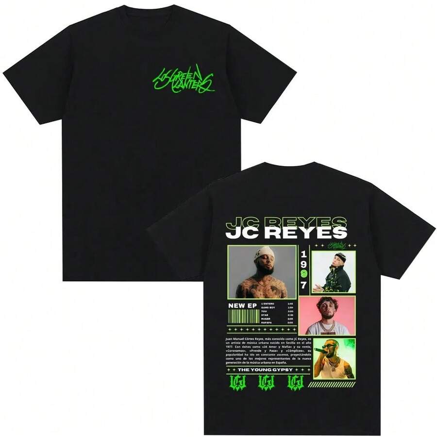 Rapper Jc Reyes Album Tour 2025 Graphic T-Shirts For Men And Women Hip Hop Fashion T-Shirts Casual T Shirt Streetwear - K14 Black - View 1