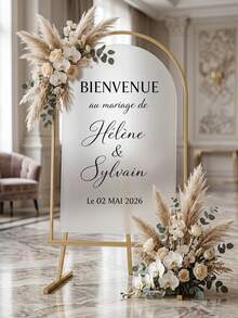 1 pieza - Pegatina de espejo personalizada para boda, nombres de la pareja de boda personalizables, fecha, pegatina de señal de bienvenida para la entrada de nuestra boda, adecuada para diversas superficies de materiales como espejos, acrílico, automóviles, etc., fácil de quitar. Pegatina direccional para invitados de boda, pegatina de espejo personalizada para cumpleaños, pegatina de señal de bienvenida para fiesta de cumpleaños, pegatina de espejo de piso - Multicolor - Ver 4