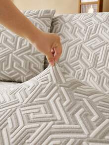 1 buah Sarung Sofa 3D, Bahan Chenille Multifungsi Pelindung Sofa Penutup Penuh, Sarung Sofa Elastis Satu Bagian Dekoratif untuk Liburan, Cocok untuk Sofa 1/2/3/4 Dudukan - Light Grey - View 3