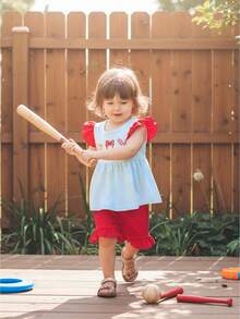 Baby Girls T-Shirt Co-Ords - Red - View 1