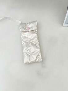 極簡時尚蝴蝶結小眾設計 INS 風格眼鏡收納袋 新款防水時尚眼鏡保護袋 防壓便攜式化妝包 女用 - 白色 - 查看 4