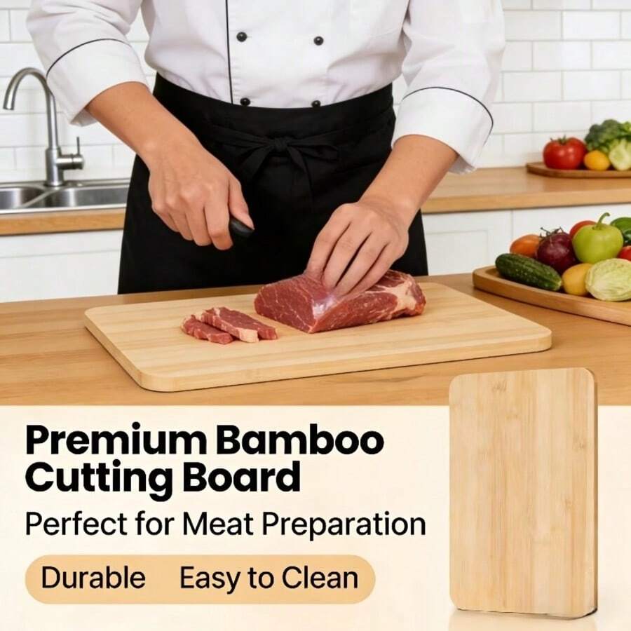 1pc Wooden Cutting Board Cheese Board, Suitable For Kitchen Meat, Cheese, Bread, Vegetables And Fruits, Kitchen Utensils, Home Dormitory Cutting Board - Brown - View 1
