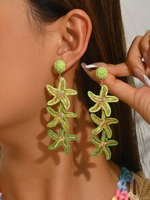1 par de pendientes de estrella de mar tejidos a mano de estilo playero y oceánico, con borlas, minimalistas e , apropiados para uso diario, vacaciones, fiestas, San Valentín, bodas, Día de la Madre, festivales de música - color - Ver 18