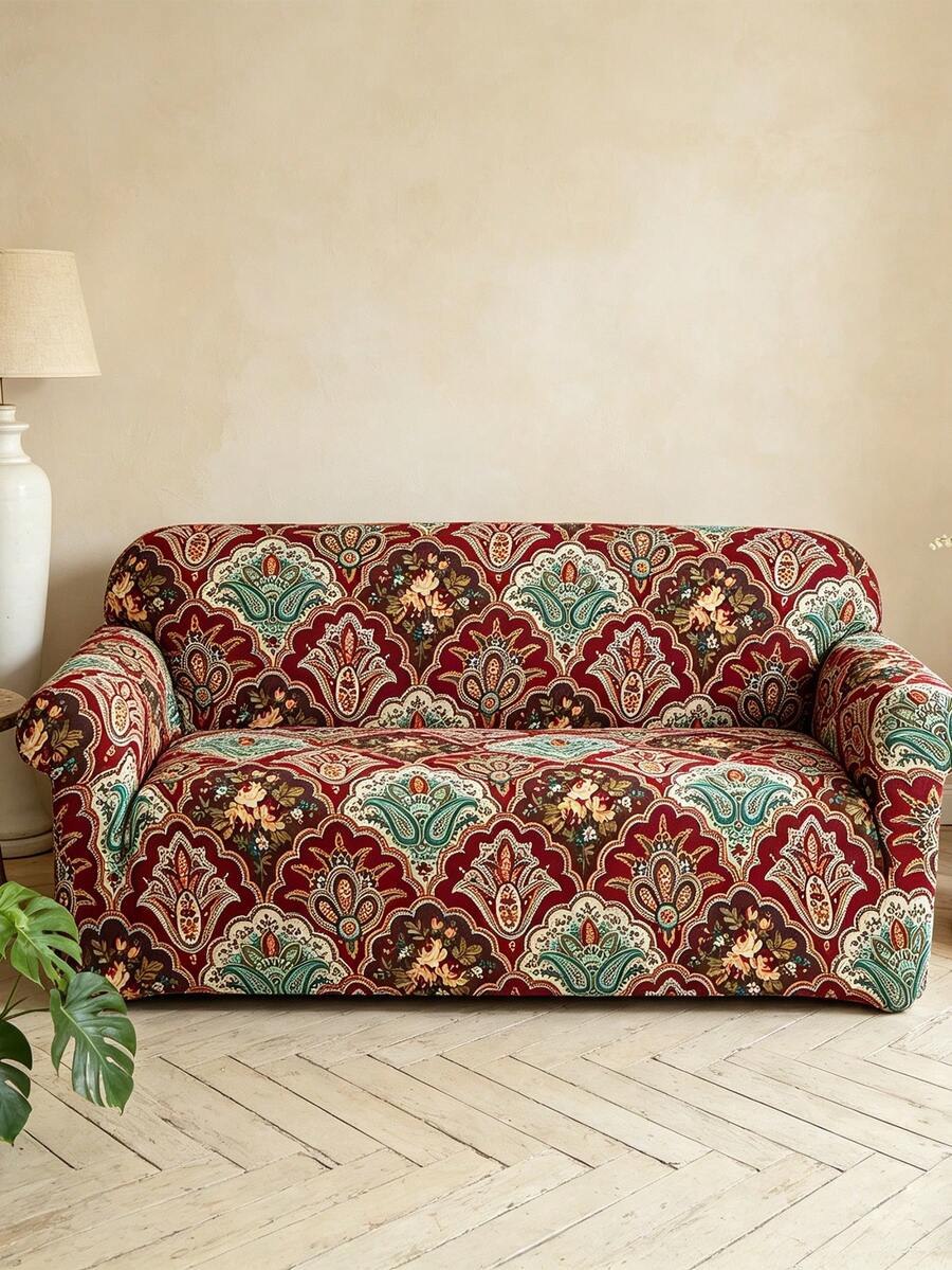 1pc Full Coverage Sofa Cover, Modern Style Polyester Fabric, Machine Washable, All Seasons