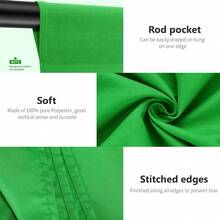 FCV 5 X 6.5ft / 1.5 X 2.0m PRO Photography Studio Foldable Backdrop, Suitable For Photography, Video And TV (Background Only) - Green - Green - View 3