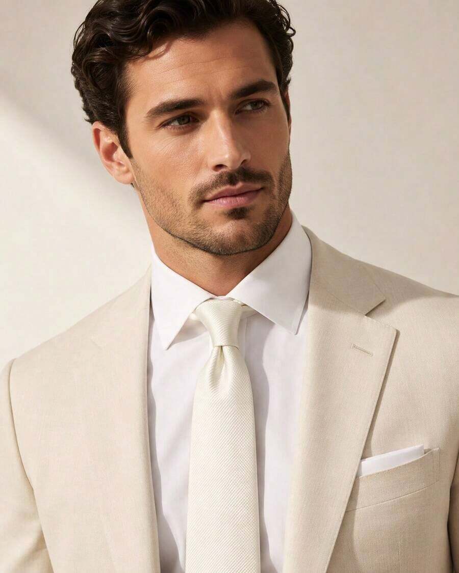 Men's Formal Ties, Versatile For Suits, Suitable For Weddings, Banquets, And Job Interviews. - 米色 - 查看 1