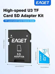 TF Card And SD Adapter Set – 64GB High-Speed U3 Storage Card, Class 10, A+ Chip, Widely Compatible With Smartphones, IP Cameras, Dash Cams, Laptops And Drones - 查看 6