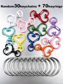 20/50/100pcs Heart-Shaped Swivel Clasp Keychain - Colorful Metal Spring Snap, Suitable For DIY Crafts, Jewelry, Lanyards And Accessories, Zinc Alloy Lobster Claw - Silver - View 24