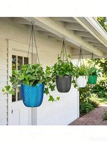 2pcs Indoor Plant Automatic Watering Hanging Planters, Hanging Plant Pots With Drainage Holes And Chains, Hanging Flower Pots, Outdoor Small Hanging Planter Baskets, Home Decor Gardening - Multiple Styles - View 8