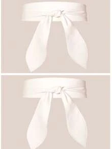 Cute 1pc Women's Wide Waistband Soft Elegant Bowknot Decorated Waist Belt With Sash Halloween Summer, School - White - View 7