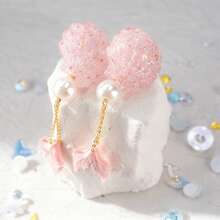1 Pair Original Fresh Ocean Vacation Style Shell & Pearl Mermaid Earrings, Light Airy Ins Girl Style Shell & Pearl Earrings, Suitable For Vacation, Beach, Party, Wedding Gift And Daily Wear - Pink - View 4