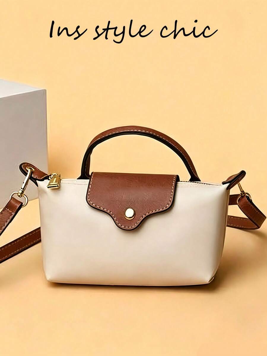Practical And Stylish Handbag. The Compact Bag Shape And Classic Color Scheme Make It An Elegant Choice For Any Occasion, Combining Timeless Design With Everyday Convenience. - Khaki - View 1