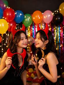 1pc Halloween Cute Horn Performance Headband Adult Horn Headband Party Funny Devil Hair Accessory - 1 - View 1
