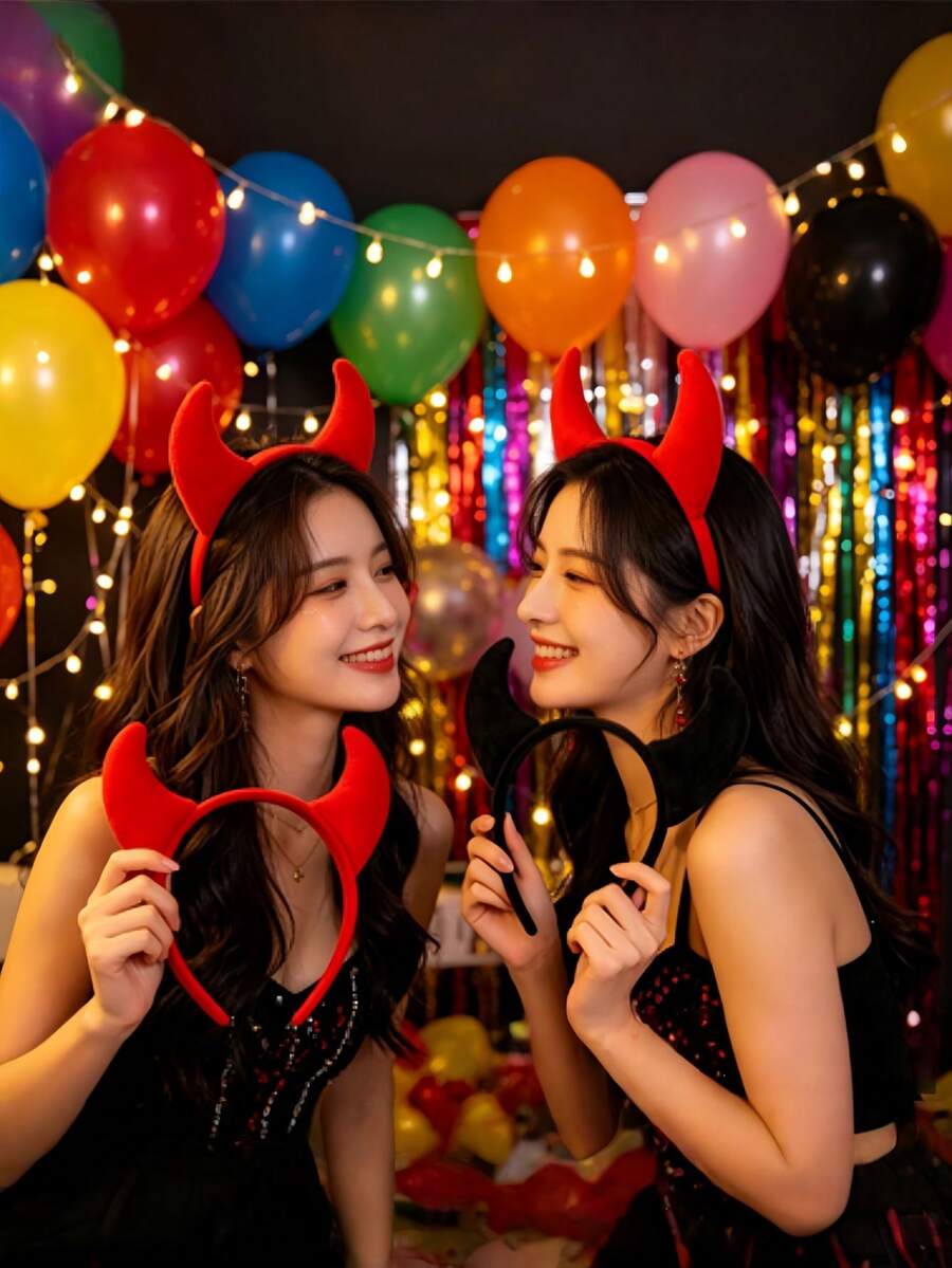 1pc Halloween Cute Horn Performance Headband Adult Horn Headband Party Funny Devil Hair Accessory - 1 - View 1