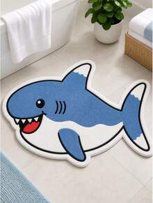 1 pezzo Tappetino da bagno a forma di squalo cartone animato carino, tappeto da pavimento irregolare divertente e kawaii a forma di animale, morbido e peluche decorativo per area accanto al letto, per bagno, camera dei bambini, nursery, camera da letto dei ragazzi, uso interno, regalo di inaugurazione casa, compleanno, Natale, decorazione per la casa - Multicolore - Visualizzare 5