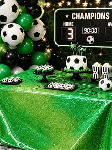 Sparkling Aluminum Film Tablecloth, Shimmering Waterproof Disposable Table Cover, Ideal For Party Decor For Baby Shower, Gender Reveal, Birthday - Green - View 6