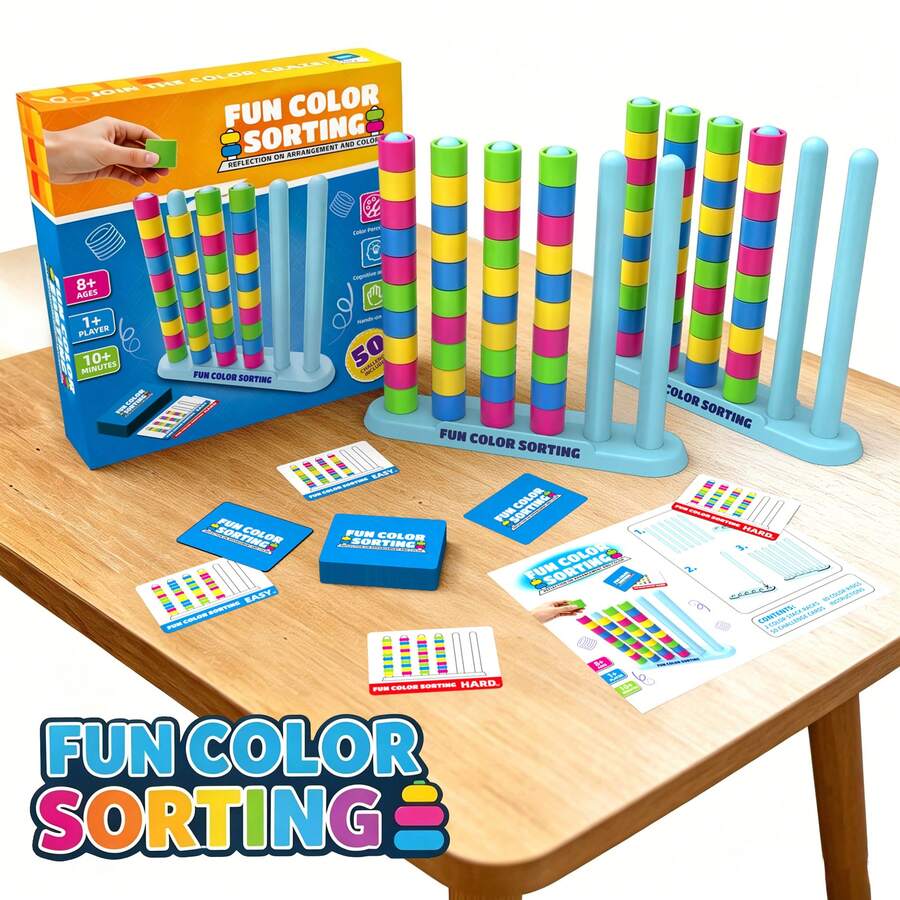 Fun Colorful Stacking Game, Tower Stacking Game, Building Blocks Set, Children's Educational Puzzle, Family Gathering Game, Color Sorting Game, 6+ Years Old, Perfect Holiday Gift - Multicolor - View 1