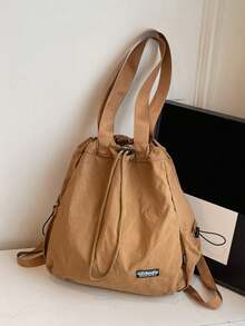 Solid Color Minimalist Large Capacity Portable Women's Bag, Versatile Style, Suitable For Daily Commute, Travel, Shopping - Khaki - View 9