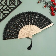 1件復古蕾絲折疊手扇，配木製扇骨，優雅婚禮拍照道具，伴娘配飾，婚禮賓客與戶外儀式紀念禮物 - 多色 - 查看 13
