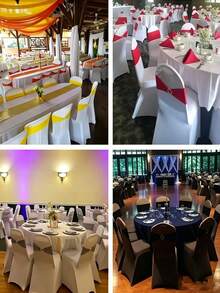 10Pcs Banquet Chair Sashes With Silver Rhinestone Buckle, Stretch Chair Bands For Wedding, Banquet, Party, Baby Shower, Birthday Decoration, Soft & Reusable Chair Cover Sashes - Multicolor - View 6