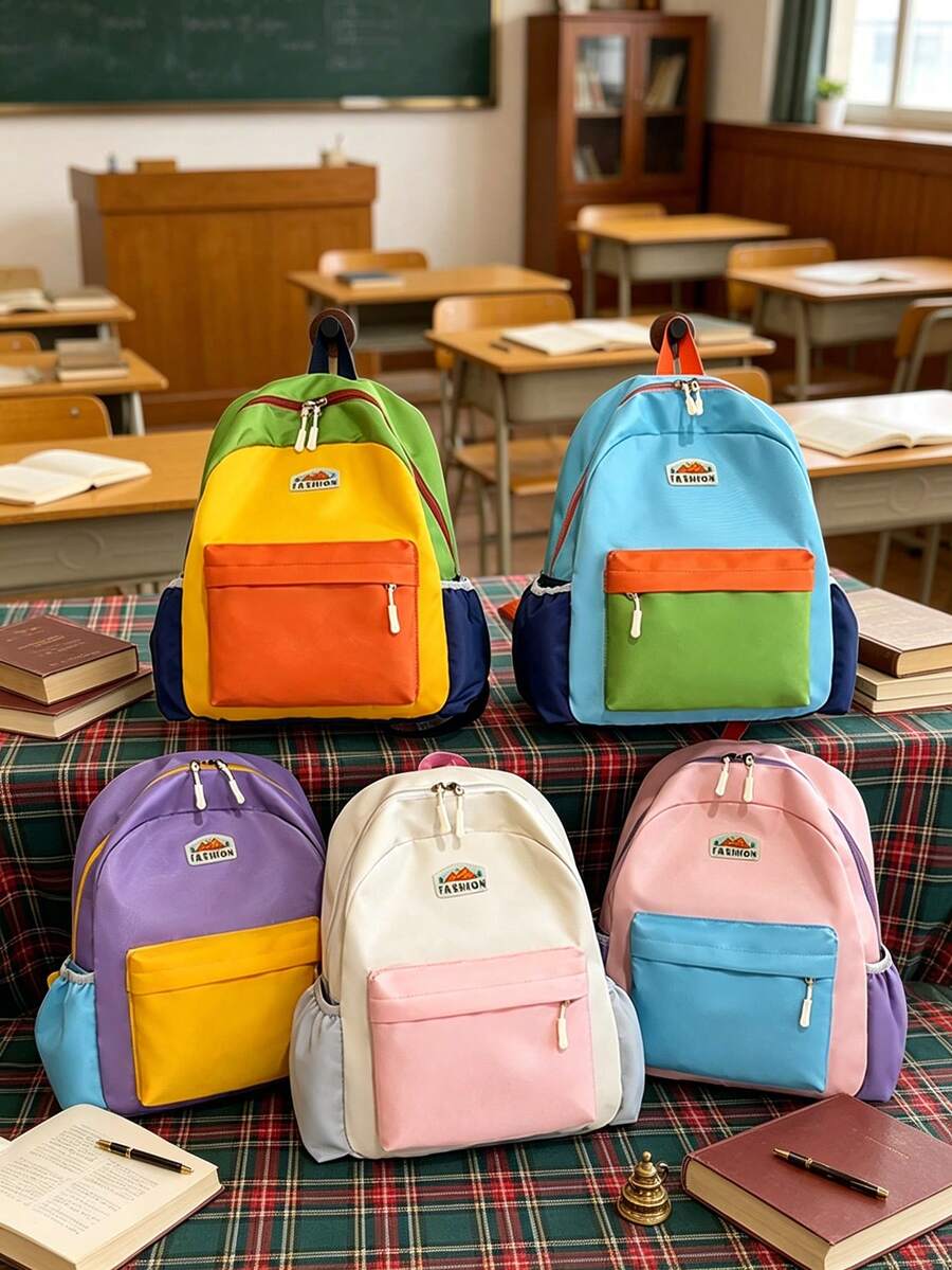This Fashionable Color-Block Casual Backpack Is Suitable For A Variety Of Occasions And Has A Wide Range Of Uses. It Is The Perfect Gift For Teenagers. - Multicolor - View 1