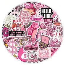 50pcs Fresh Ins Style Pink Coin Doodle Cartoon Dollar Creative Decorative Planner Tablet Stickers - Pink Coins - 1963 - View 6