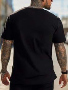 Men'S Top, Casual Short-Sleeve Round-Neck T-Shirt, Suitable for Summer And Spring, Men'S Summer Outdoor Clothing - Schwarz - Übersicht 3