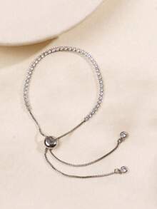 1pc Luxury Style Micro-Diamond Inlaid Minimalist Multi-Function Pull Bracelet Suitable For Daily Wear By Children - Style 2 - View 4