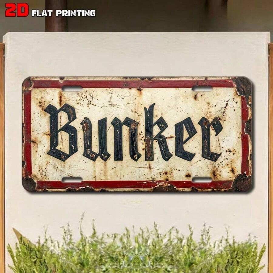 2DFLAT 1pc Bunker Fun Retro Sign, Holiday Decoration, Outdoor Wall Decor, Suitable For Yard, Porch, Garden, Patio, Fence Decoration And Creative Gift, 2D Flat Print, For Decorative Use Only - Multicolor - View 1