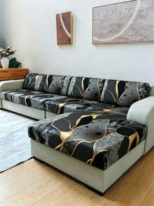 1pc Geometric Print All-Season Elastic Sofa Cushion Cover - Multicolor - View 5