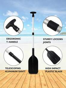 21'' - 42'' Telescopic Emergency Boat Paddle, Aluminum Alloy Shaft, Lightweight, Adjustable Length, Canoe Kayak Paddle - Multicolor - View 4