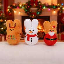 BIUBLIULAND 3Pcs 6 Inch Christmas Marshmallow Bunny Plush Toy Set, Cute Reindeer Snowman Santa Stuffed Animal Dolls, Soft Winter Holiday Festival Home Table Decor Xmas Tree Ornament Gift For Kids & Friends - Multicolor - View 11